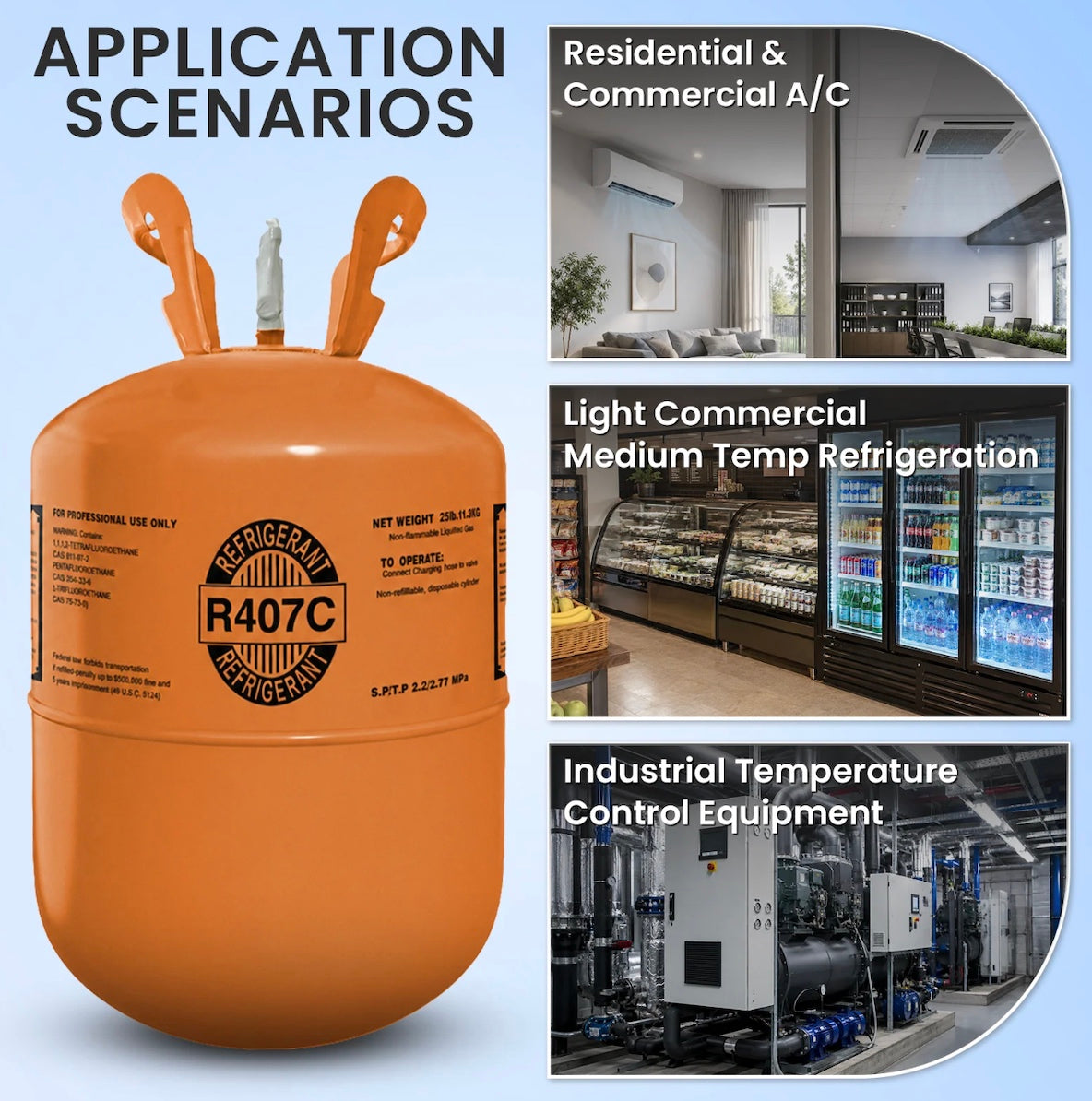 R407C refrigerant cylinder